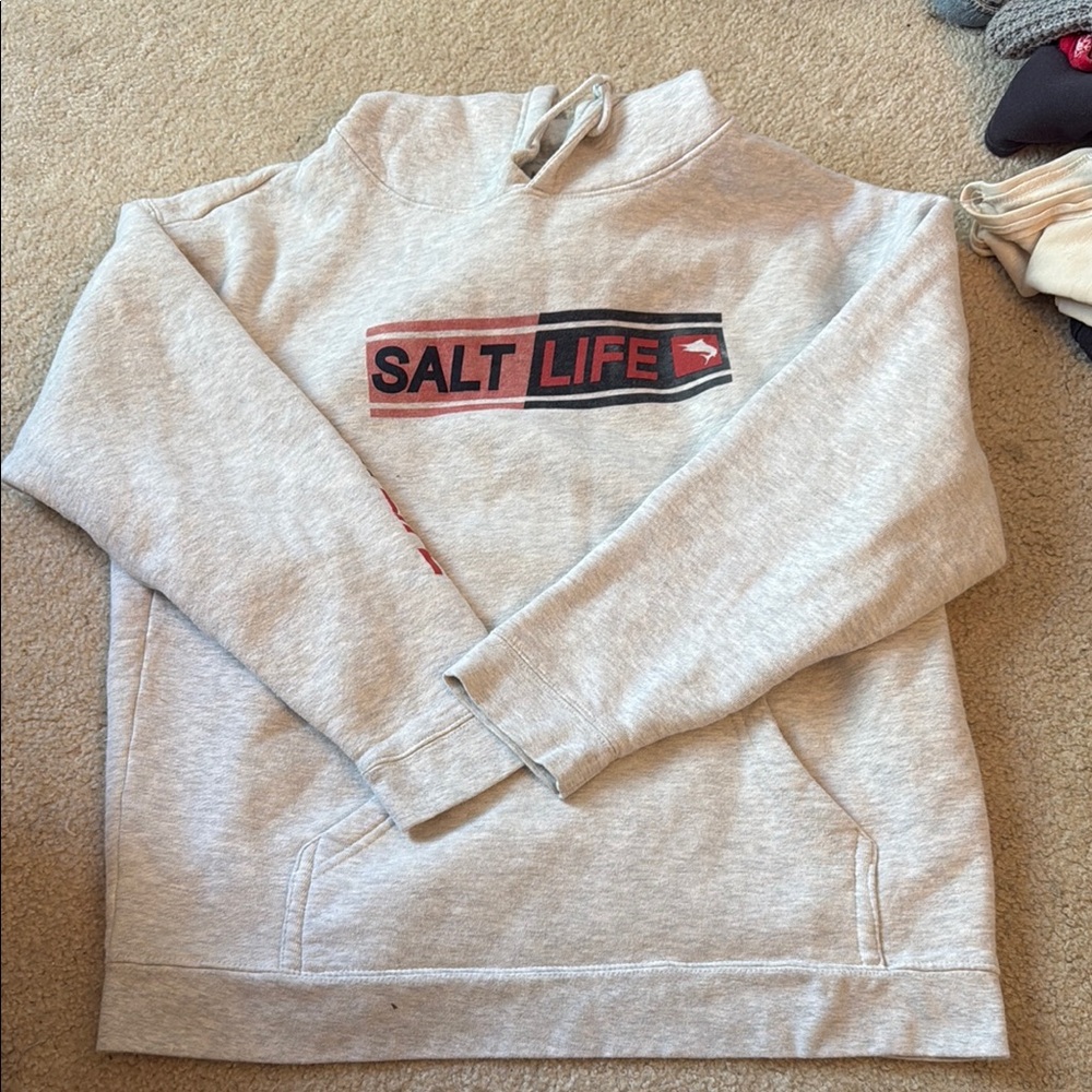 Salt Life Gray Sweatshirt with Red and Black Logo